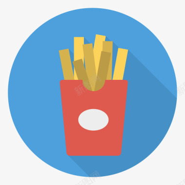 薯条食品和饮料30圆形图标图标