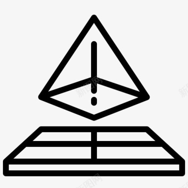 金字塔3d打印线性图标图标