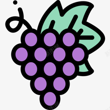 葡萄营养6原色图标图标