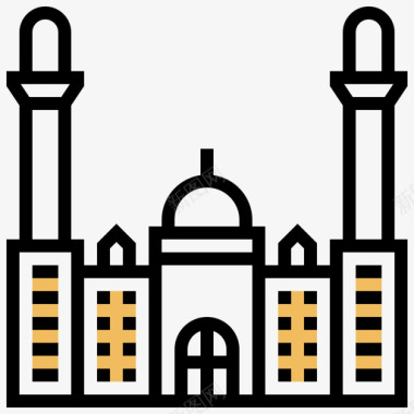 BibiHeybat清真寺地标40黄色阴影图标图标