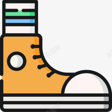 运动鞋嬉皮士30线性颜色图标图标