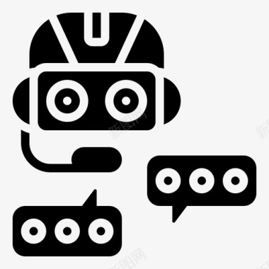 机器人学社交媒体战略5字形图标图标