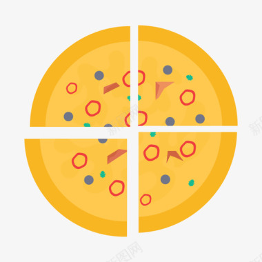 披萨快餐72扁平图标图标