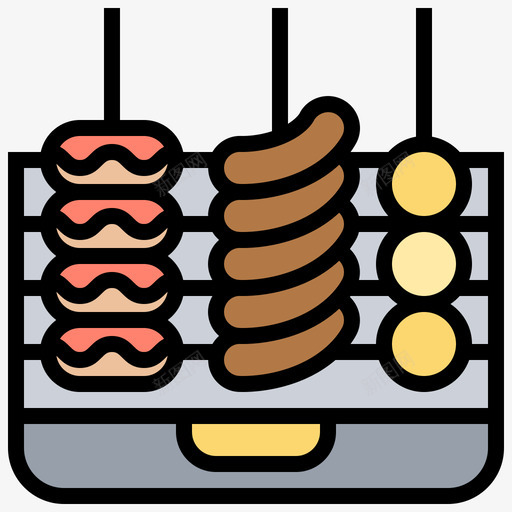 排骨烧烤和烧烤派对3线性颜色图标svg_新图网 https://ixintu.com 排骨 派对 烧烤 线性 颜色