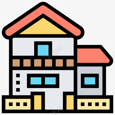 住宅房地产211线性颜色图标图标