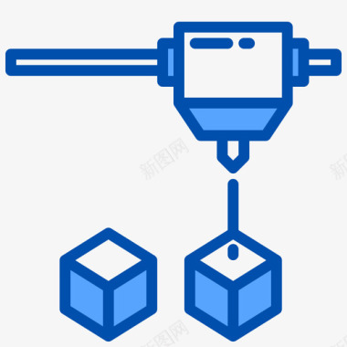 3d打印机3d打印3蓝色图标图标