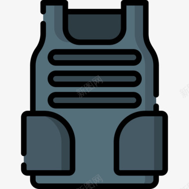 防弹背心防护安全12线性颜色图标图标