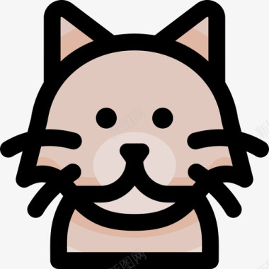 波斯猫猫品种2线性颜色图标图标