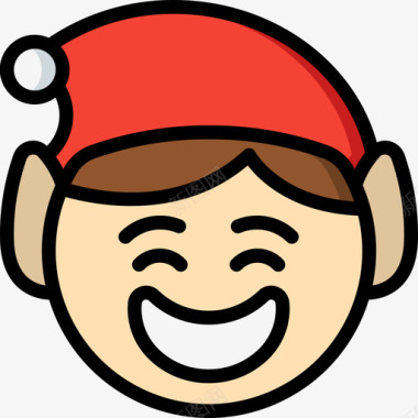 笑脸圣诞表情3线性颜色图标图标