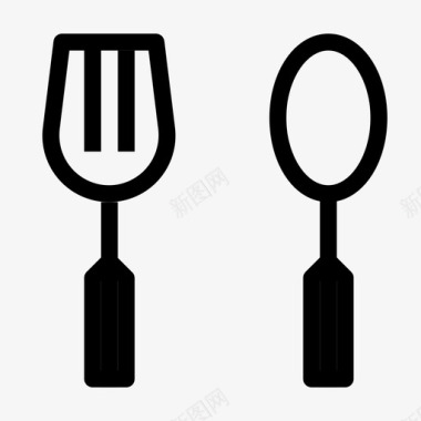 叉子和勺子食物刀图标图标