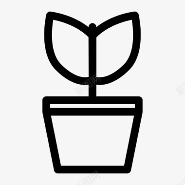植物嫩枝花盆图标图标