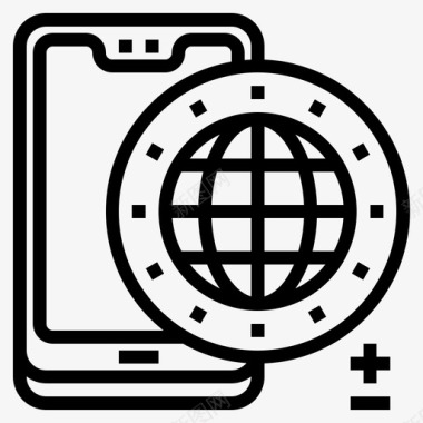 全球智能手机技术4线性图标图标
