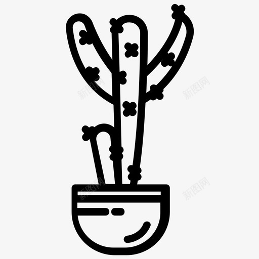 仙人掌室内装饰自然图标svg_新图网 https://ixintu.com 仙人掌 壶叶线图标 室内装饰 盆栽植物 自然