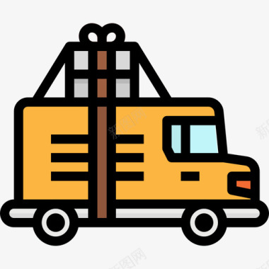 送货车数字商务4线性颜色图标图标