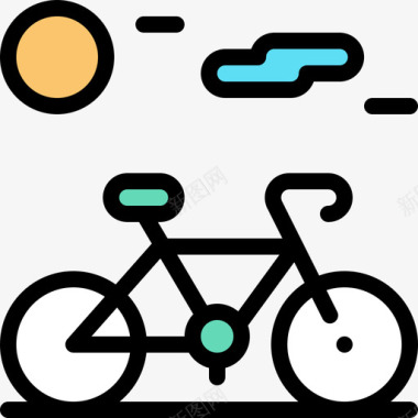 自行车自由时间29线性颜色图标图标