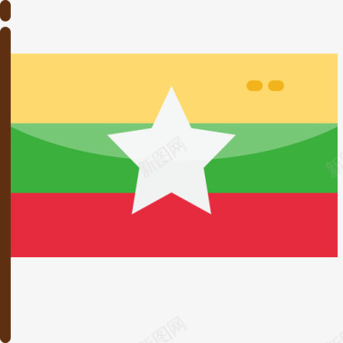 缅甸缅甸3平坦图标图标