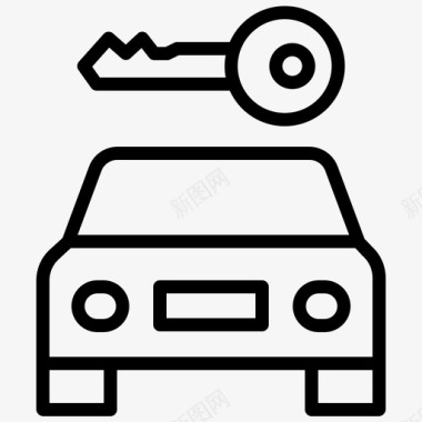 汽车钥匙汽车服务40直线型图标图标