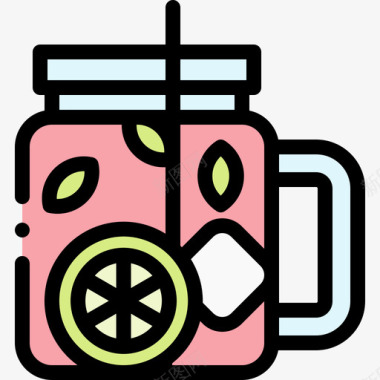 莫吉托夏季食品和饮料2线性颜色图标图标
