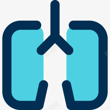 肺身体部位2线状颜色图标图标