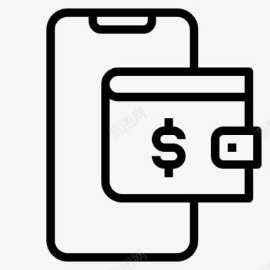 钱包账单和付款1直线图标图标