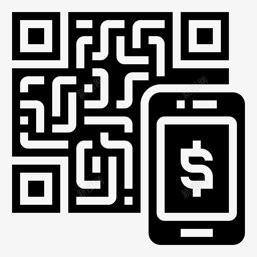 手机代码支付图标svg_新图网 https://ixintu.com qr 交易 代码 手机 支付 条形码和QRCodeGlyph2