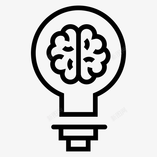 创意大脑概念图标svg_新图网 https://ixintu.com 25个创业线图标 创意 大脑 想法 概念 灯泡