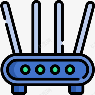 路由器硬件23线性颜色图标图标