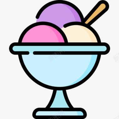 冰淇淋甜点和糖果8线性颜色图标图标