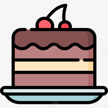 巧克力蛋糕甜点和糖果8线性颜色图标图标