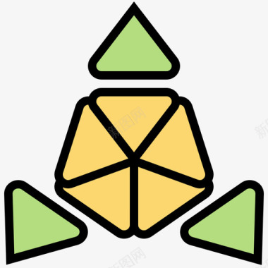 金字塔幼儿园36线性颜色图标图标