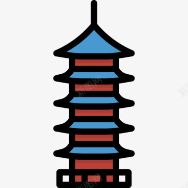 宝塔中国58线形颜色图标图标