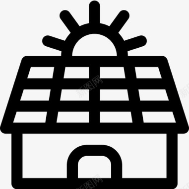太阳能电池板可持续能源30线性图标图标