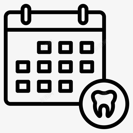 日期日历牙科图标svg_新图网 https://ixintu.com 医疗 日历 日期 牙科 牙科和医疗线图标 牙齿