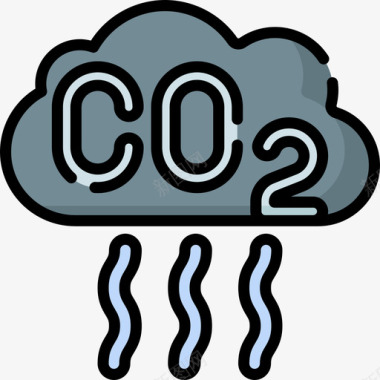 二氧化碳可再生能源31线性颜色图标图标