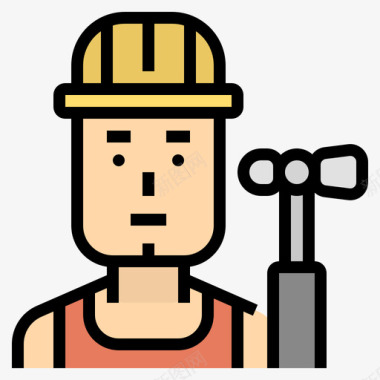 建筑工人职业5线条颜色图标图标