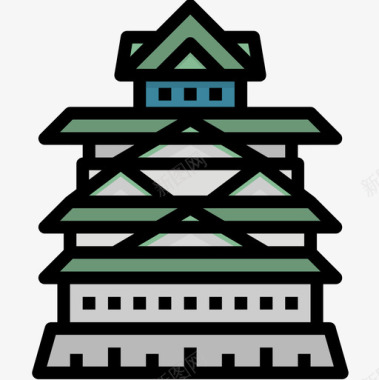 Castle日本53线性颜色图标图标