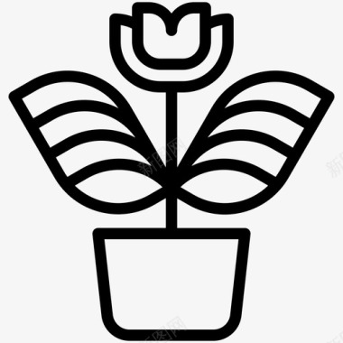 花自然植物盆图标图标