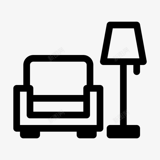 沙发客厅座椅图标svg_新图网 https://ixintu.com 客厅 室内 座椅 椅子 沙发 轮廓