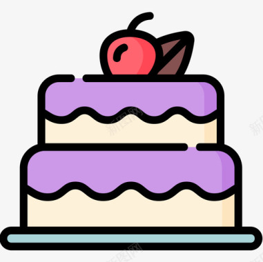 蛋糕甜点和糖果8线性颜色图标图标