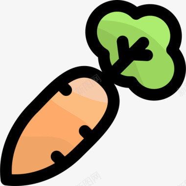 胡萝卜健康食品40原色图标图标