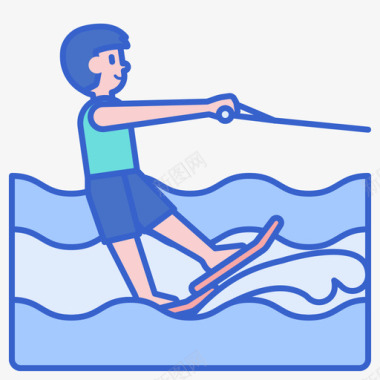 滑水水上运动2线条颜色图标图标