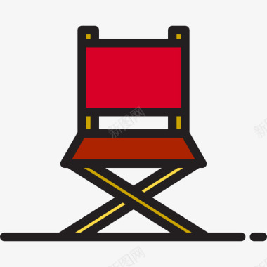 导演椅电影2线性颜色图标图标
