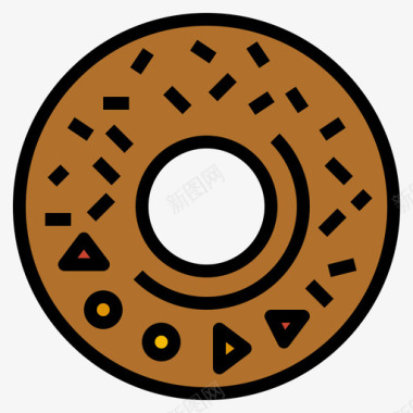 甜甜圈快餐94线性颜色图标图标