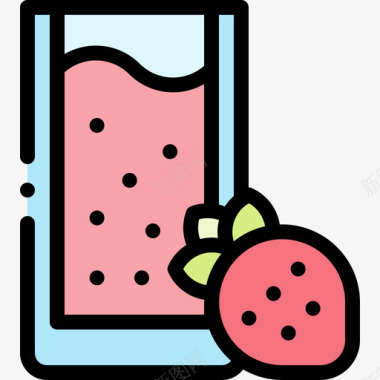 草莓夏季食品和饮料2线性颜色图标图标