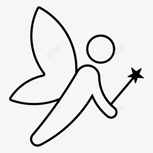 仙女天使童话图标svg_新图网 https://ixintu.com 万圣节 仙女 天使 幻想 童话 魔法
