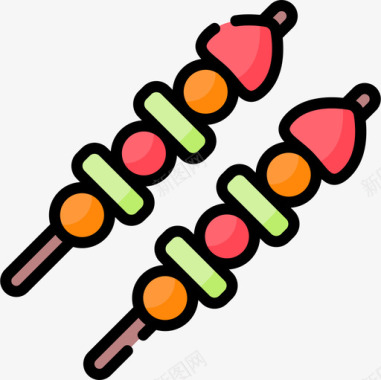 串甜点和糖果8线性颜色图标图标