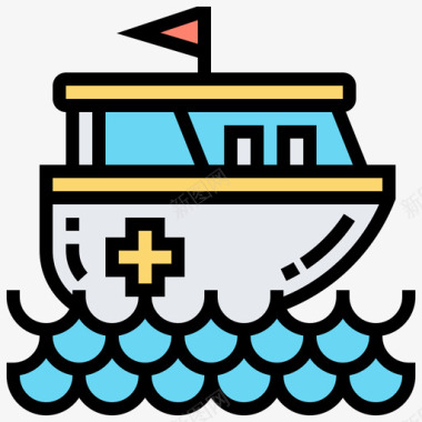 救援船救援9号线型颜色图标图标