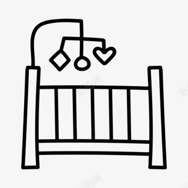 婴儿床婴儿移动床婴儿淋浴图标图标