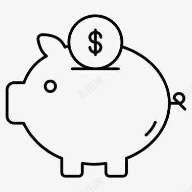小猪钱箱现金箱储蓄货币图标图标