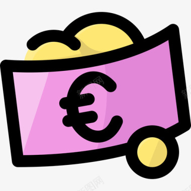 欧元货币92线性颜色图标图标